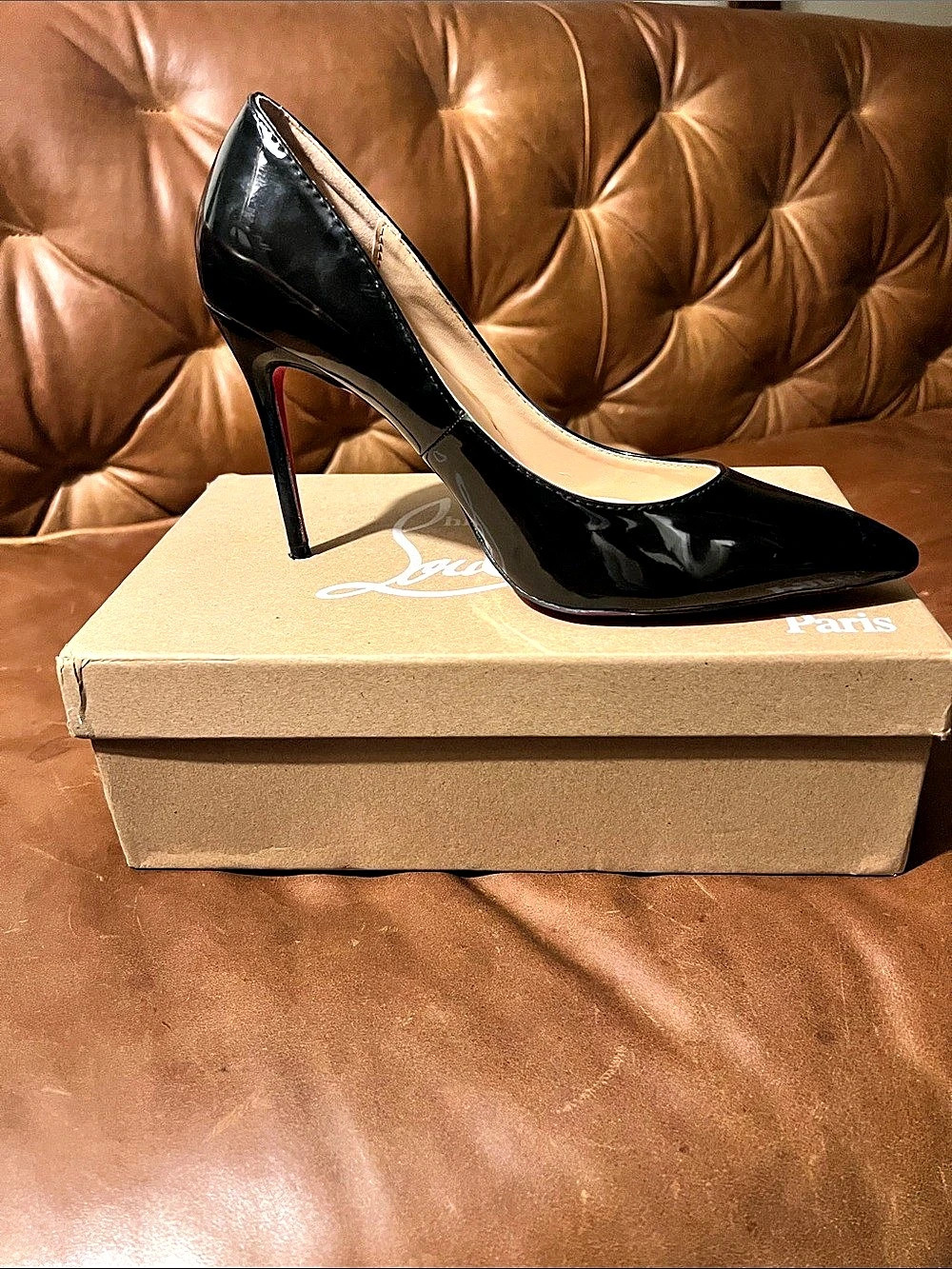 Christian Louboutin Pigalle Follies 100 Patent Leather Pumps Black & Red EU 40
